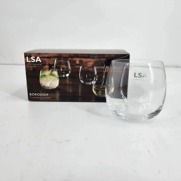 LSA International Borough Stemless Glass 370 ml Clear Set of 4‎ New in Box - Picture 1 of 8